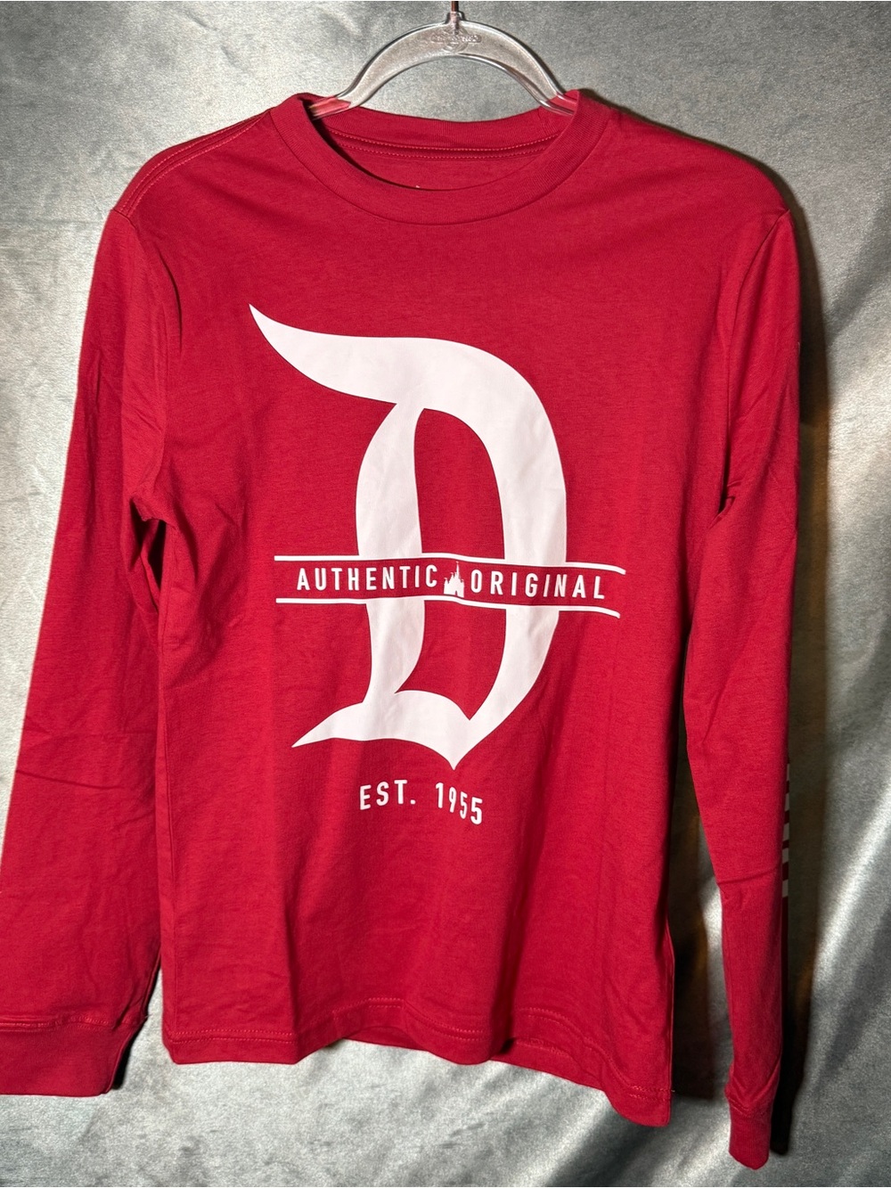 Disney Red Long-Sleeve Tee with White 'D' Graphic